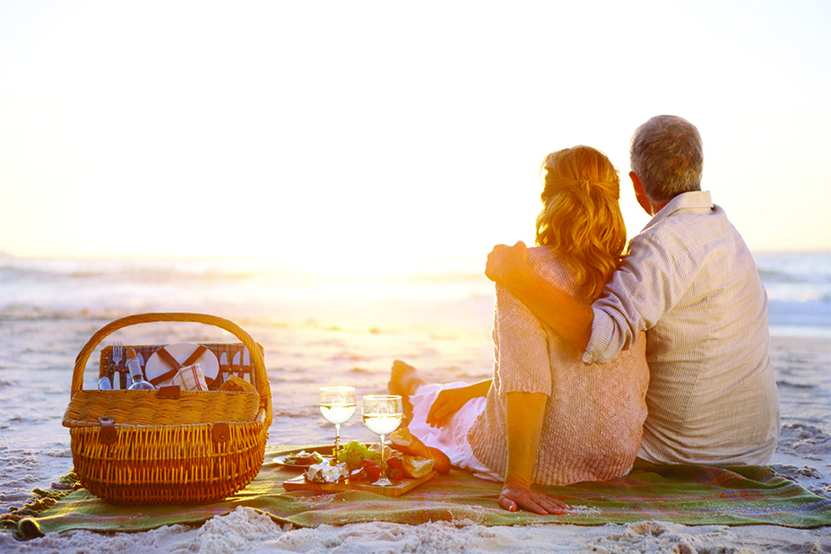 Enjoying a romantic picnic together